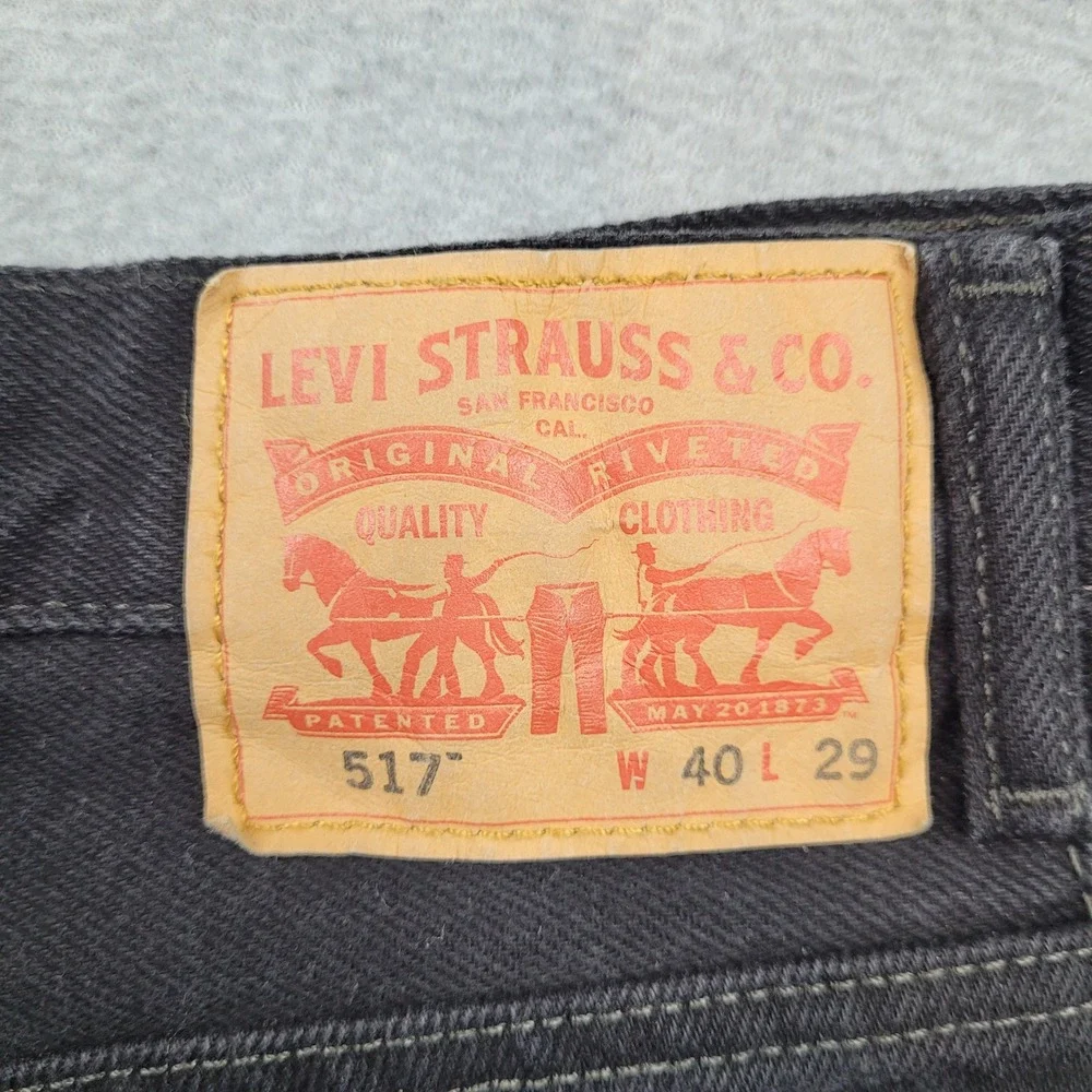 Levi's 517 Bootcut Jeans Mens 40x29 Black Raw Hem Denim‎ Pants